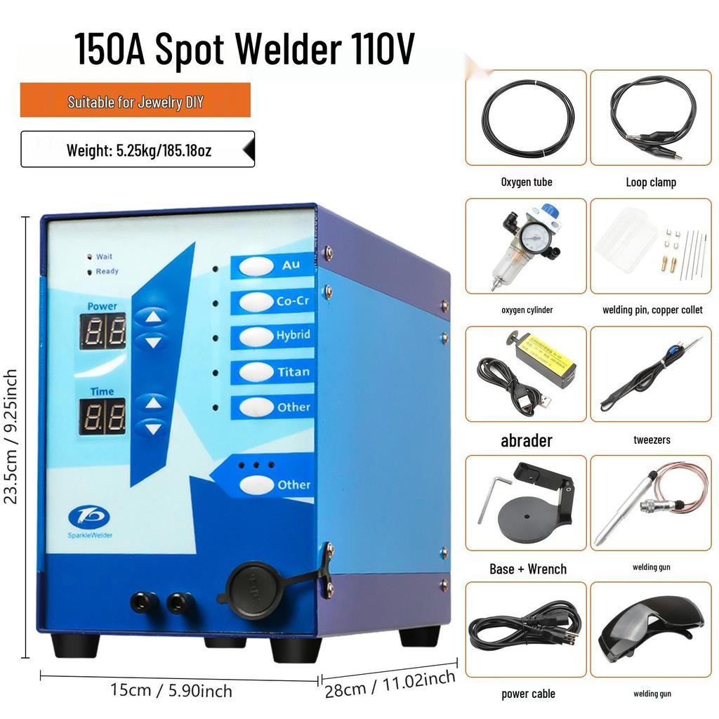 150A High-Power Portable Spot Welder for Gold, Silver, Titanium, and Stainless Steel - Fully Automatic Household Welder
