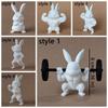 Cute Easter Fitness Rabbit Plastic Small Rabbit Ornament Muscular Rabbit Statue  Home Desk Decor