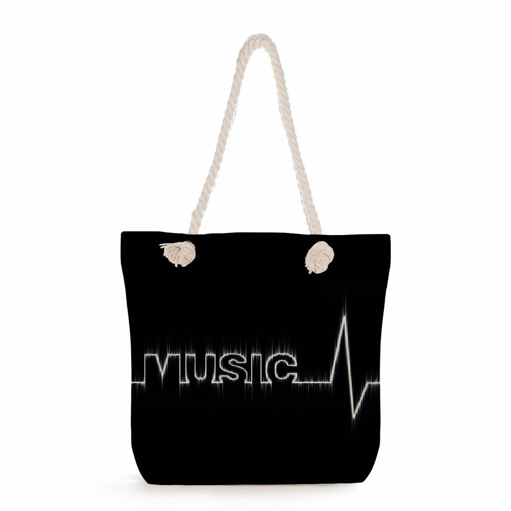 Multifunctional note Printed Thick Rope Shoulder Beach Bag Casual large capacity handbag 7611