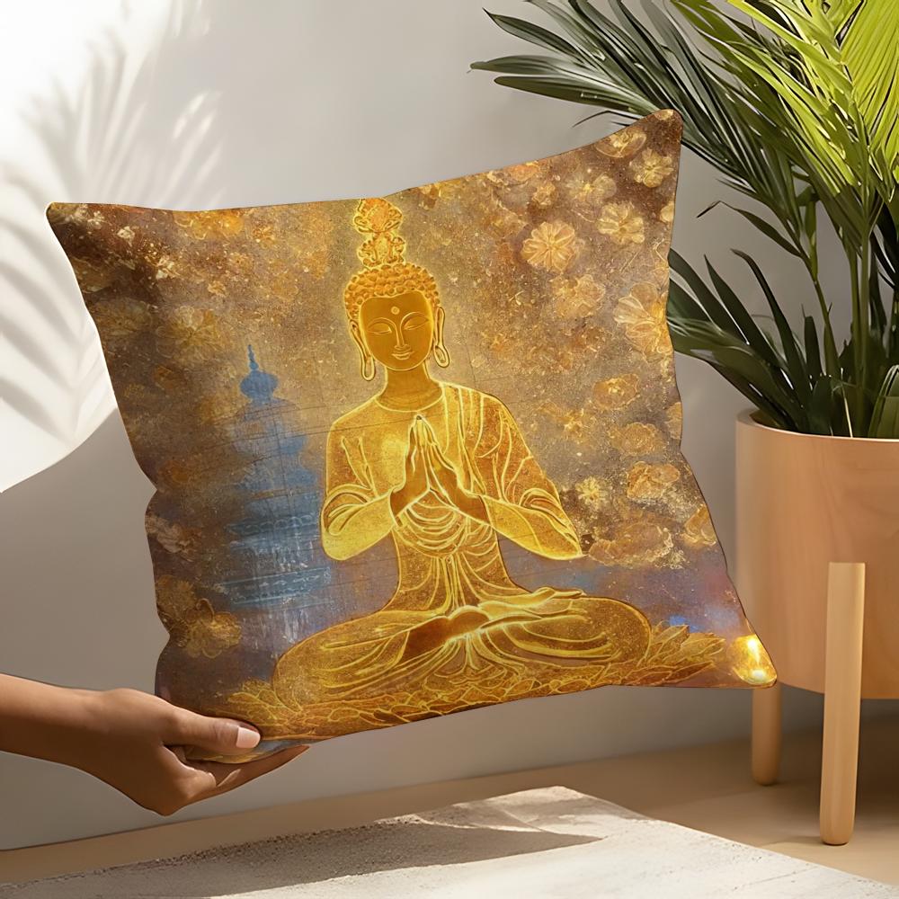 Buddhist Religious Art Pillow Case Linen Cushion Covers For Decorative Sofa Home Pillows Case Car Chair Pillows Cases