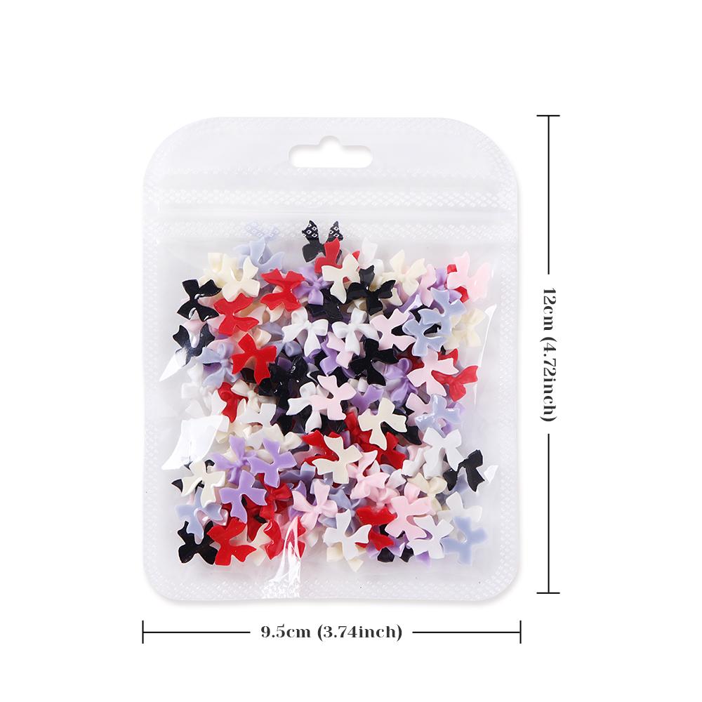 100 Stück Rosa Weiß Schleifen Nagelanhänger Koreanische Teile Schwarze Nagelkunst Krawatte Dekoration Kawaii Accessoires Maniküre Design Zubehör