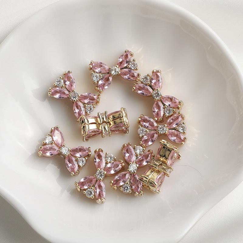 14K Gold Filled Zircon Butterfly Bow Tie Spacer Beads for DIY Jewelry Necklace Crafting