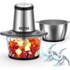 Food Processor 2L Large Capacity Chopper 2 Bowls 5 Functions 1 (Chop Mix Mash Crush Coarse Grate) 400W High Power 4-Blade Cutter 2-Speed Settings Baby