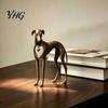 Chic Shelf Display Items Vintage Whippet Greyhound Dog Figurine with Hanging Heart Charm, Elegant Rustic Farmhouse Ornaments Resin Animal Statue,
