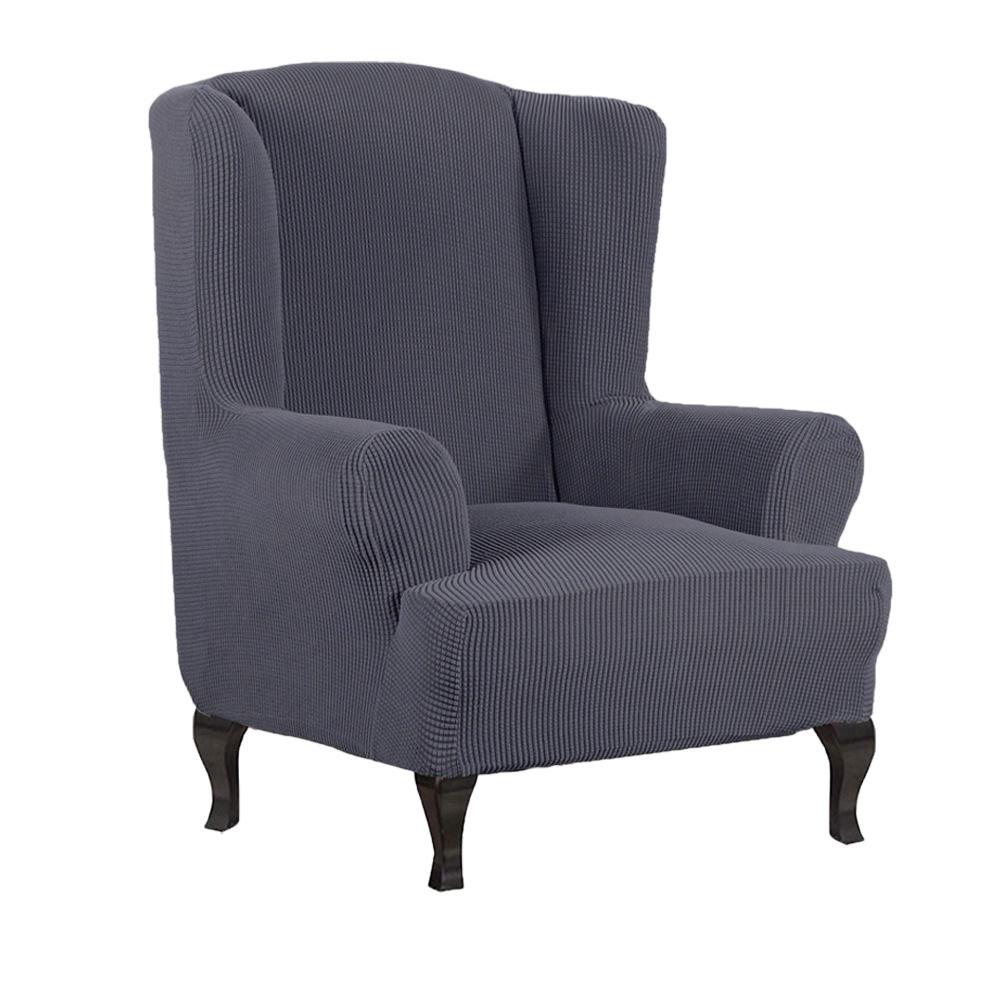 Wing Chair Slipcover Stoelhoezen voor Wingback Stoelhoezen Slipcovers 1 Stuk Stretch Sofahoes Meubelbeschermer Spandex Jacquard Geruit Patroon