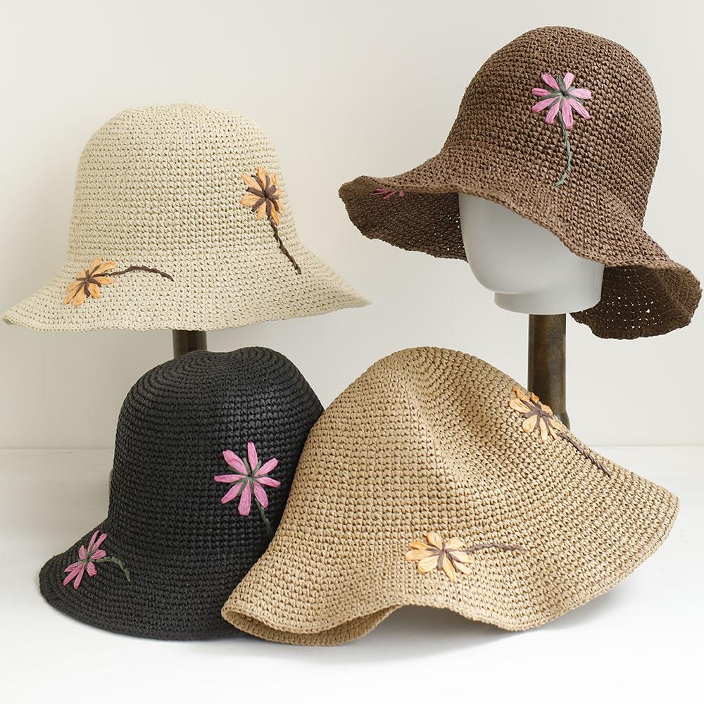 2026 NEW Handmade High quality colorful flower Sun Hat Floppy Summer Hats For Women Beach Panama Straw Dome Bucket Hat