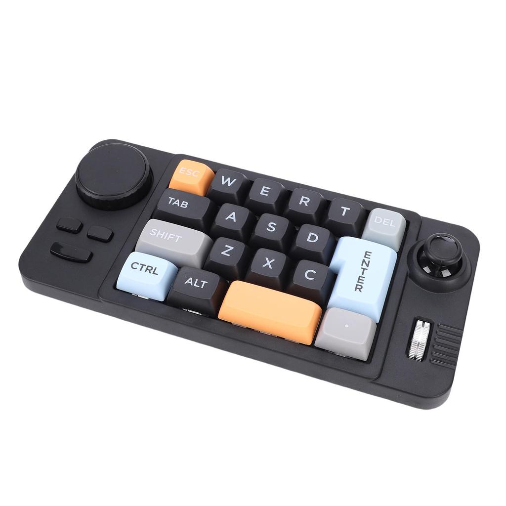 Wired USB C Keypad One Handed Macro Mechanical Keyboard 19 Programmable Keys RGB LED Backlit with Knob Roller Joystick