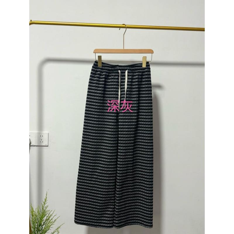 

Thousand Birds Striped Wide Leg Pants Chenier Soft Waxy Lazy Wind Slack Casual Pants Women s High Waist Skinny Straight Pants One size fits all (80-70 kg) темно-сірий