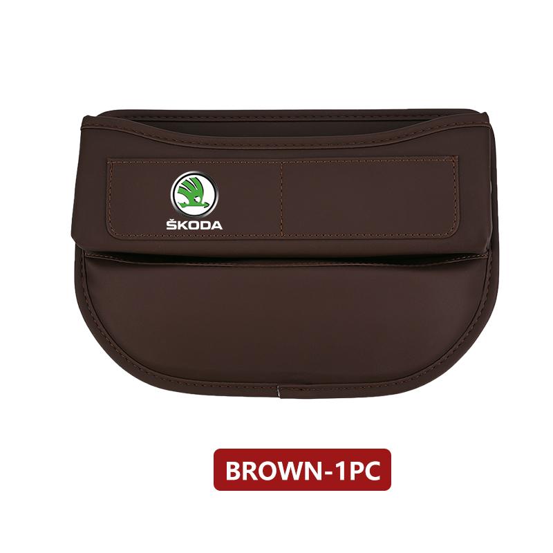 AAABT1 For Skoda Car Seat Gap Slit Organizer Leather Seat Crevice Storage Box Accessories Fabia Kamiq Superb Scala Enyaq-iV MK3 VisionS