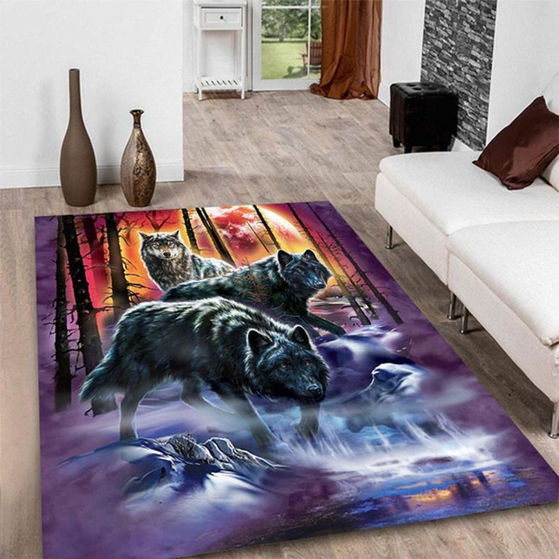 Wolf Pattern Carpet Door Mat Bath  Printed  Living Room Bedroom Large  Kids Play Upholstered Kitchen