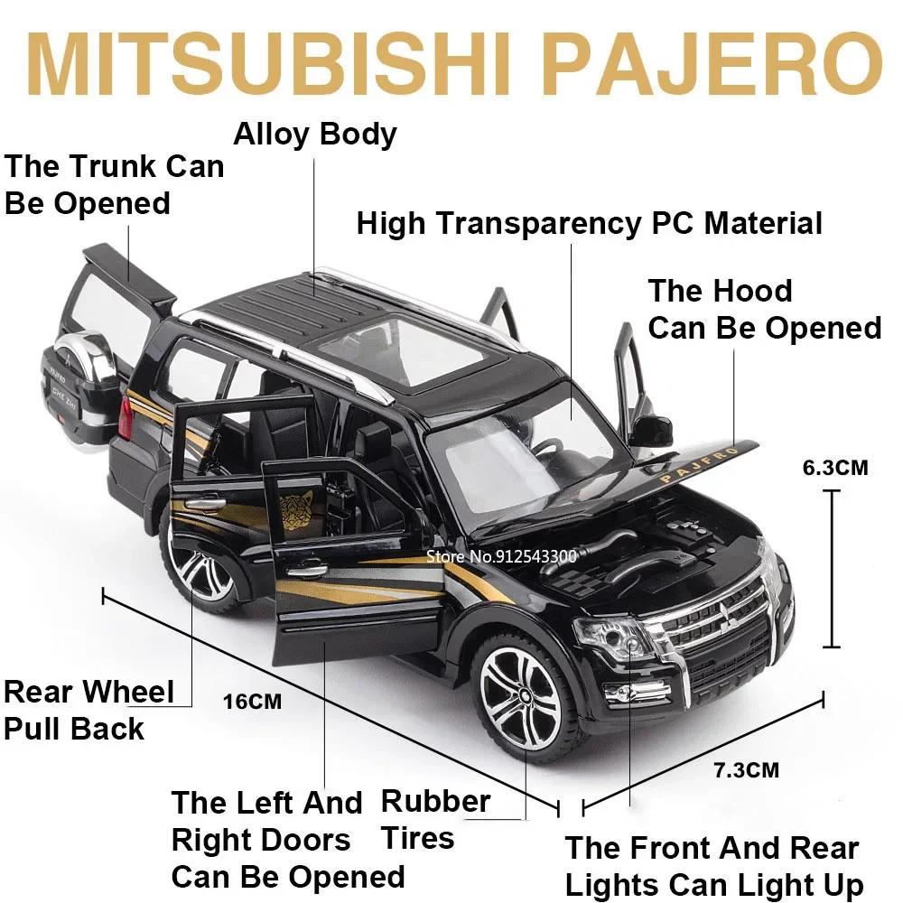 1:32 MITSUBISHI Lancer IX EVO PAJERO Car Model Toy Simulation Sound Light Rubber Tires Doors Opened Models Gifts for Children