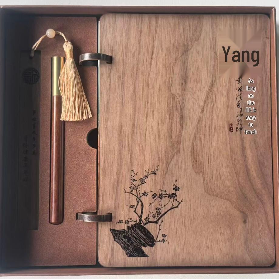 Chinese Style Gift Set: A5 Notebook, Bamboo Insulated Cup, USB Flash Drive, Engraved Gift Box
