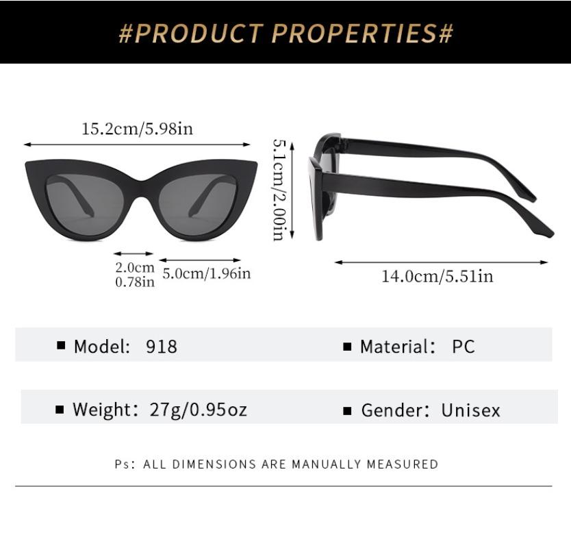 Trendy Sexy Cat Eye Sunglasses Women Trendy Brand Style Oversized Sun Eyeglasses Ladies Vintage Retro Vintage Black Elegant Eyeglasses uv400
