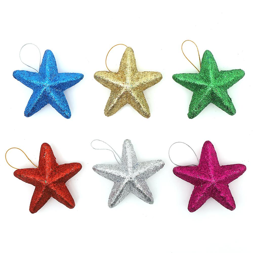 

12Pcs Colorful Star Hanging Christmas Tree Decorations Pendant for Home Decor DIY New Year 2025 Party Supplies Gift Accessories