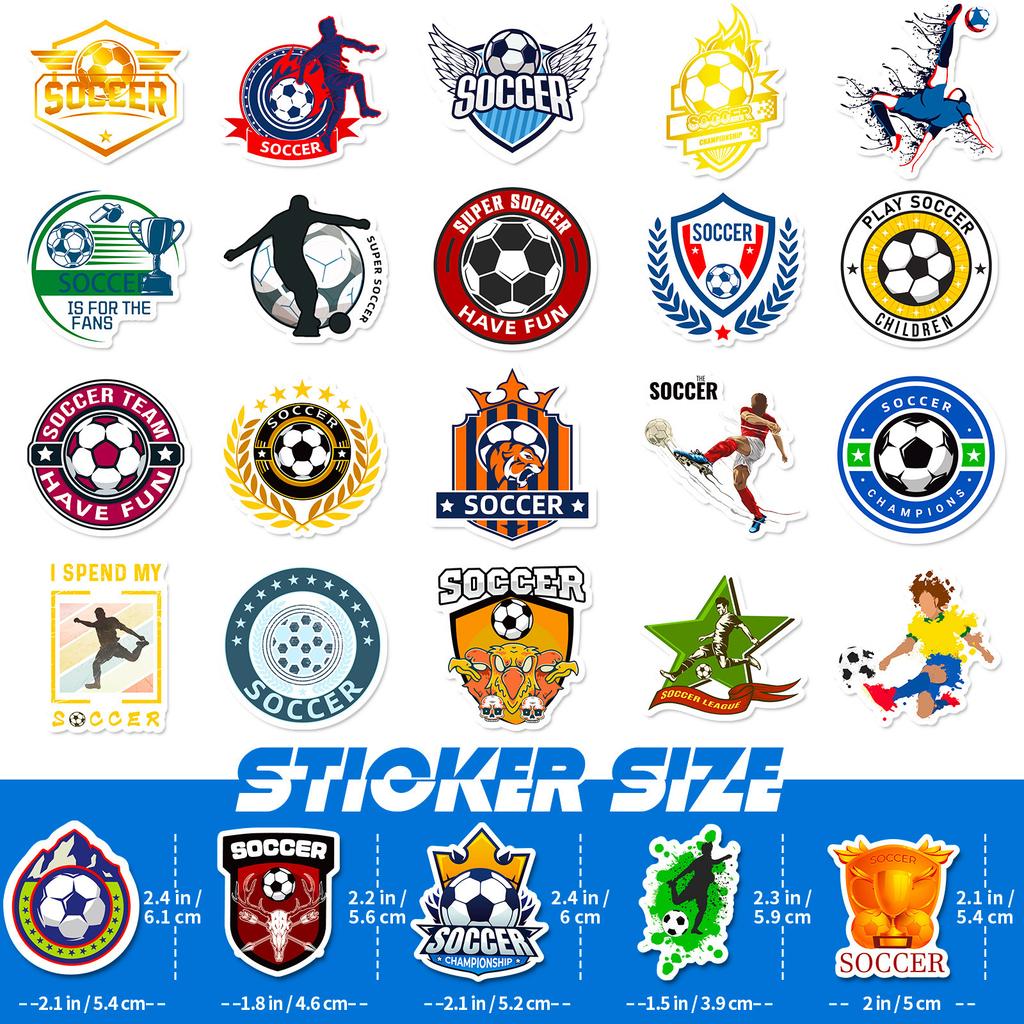 50 Adesivi Calcio Coppa del Mondo Adesivi Calcio Valigia Palla Americana PVC Valigia Trofeo