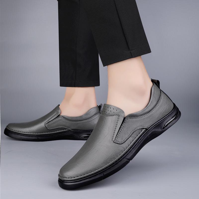 Men's Spring Loafers: Formal Leather Slip-on, Low-top Casual Driving Shoes, Top Layer Cowhide