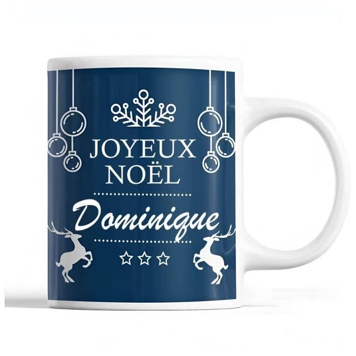Mug - Noël Dominique Bleu - Ceramic - 325 Ml - Printed Front/back - Gift Idea