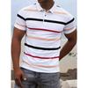 2026 Summer New Style Men's Short-Sleeved Polo Shirt with 3D Stripes Print - Street Casual Fashionable