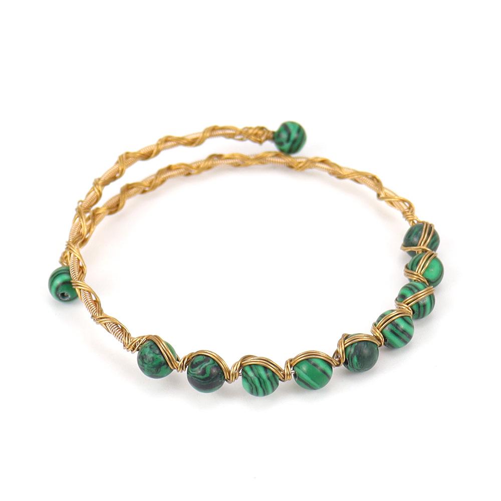 

Winding Multi-Colored Agate Bead Crystal Bead Amethyst Opening Simple Bracelet Bracelet Adjustable B47 малахітова зелень