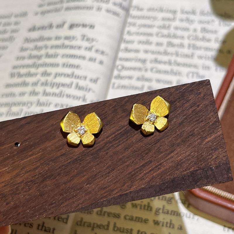 National Style Retro Chunzhi Xiaomeng Handmade Brushed Butterfly Necklace Earrings Ring Set Light Luxury National Tide Style Advanced Sense