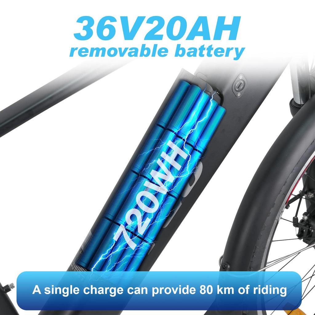 Elektrokolo TTGO M300 27,5" Pneumatiky 250W Motor 36V20Ah Baterie 25km/h Maximální Rychlost 100km Maximální Dojezd Senzor Točivého Momentu Shimano 7 Rychlostí