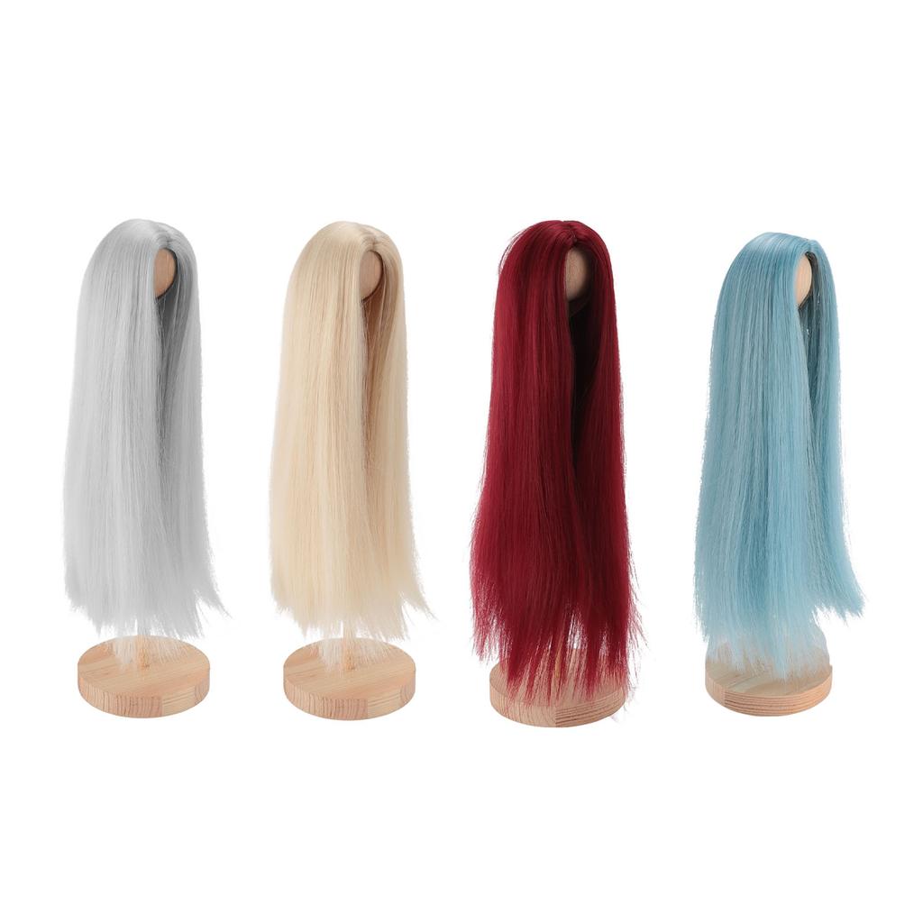 Doll Wig Professional DIY Hand Crafted Soft Heat Resistance Middle Part Long Straight Doll Wig for D