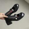 Fashion Elegant Solid Black Patent Leather Mary Jane Shoes Women 2025 Autumn Luxury Pearl High Heel Pumps Fashion Dress Party Shoes