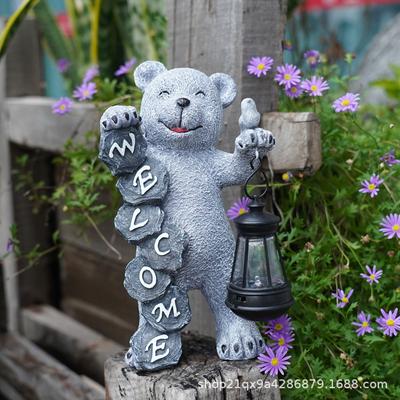 JYL/166,Creative Bear Holding Solar Light Kids Birthday Decor Bonsai Figurine Hot Selling Cute Garden