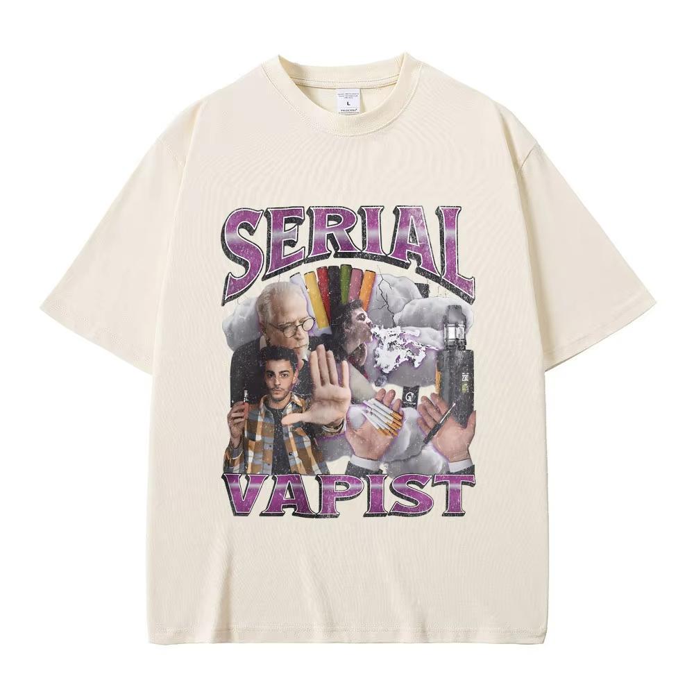 Funny Serial Vapist Graphic T Shirts Unisex Women Fashion Vintage Short Sleeve Male Casual Oversized Pure Cotton Crewneck Tshirt