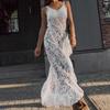 Summer New Sexy Lace Strap Sheer Dress With A Stylish Ruffle A-Line Skirt For Women