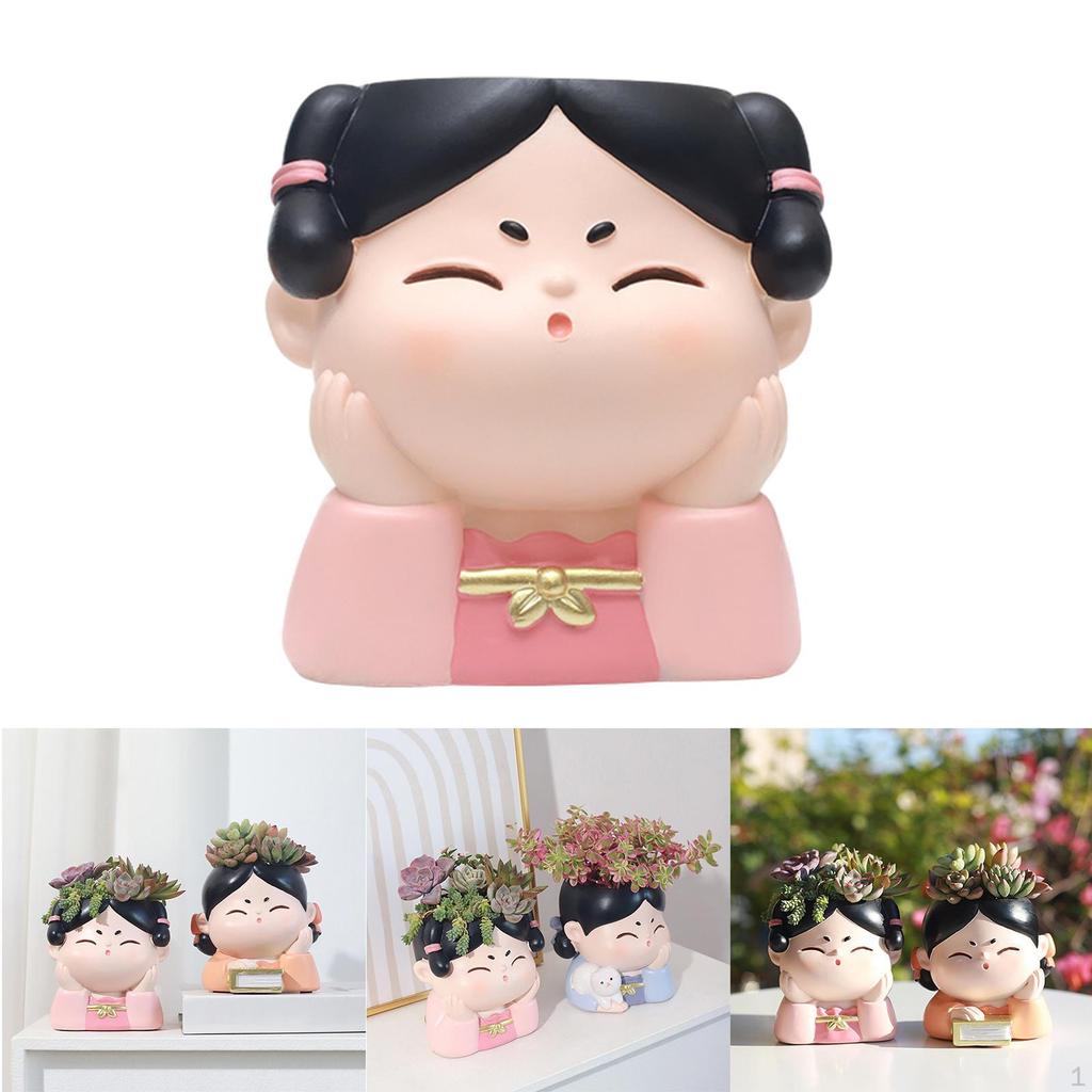 Urocza doniczka na kwiaty w kształcie głowy dziewczynki - wystrój domu i ogrodu