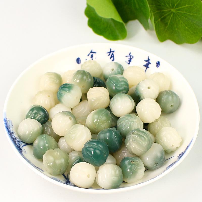 Bodhi Root Buddha Hand Carved Beads - DIY Bracelet Spacer Beads with Floating Flower Design