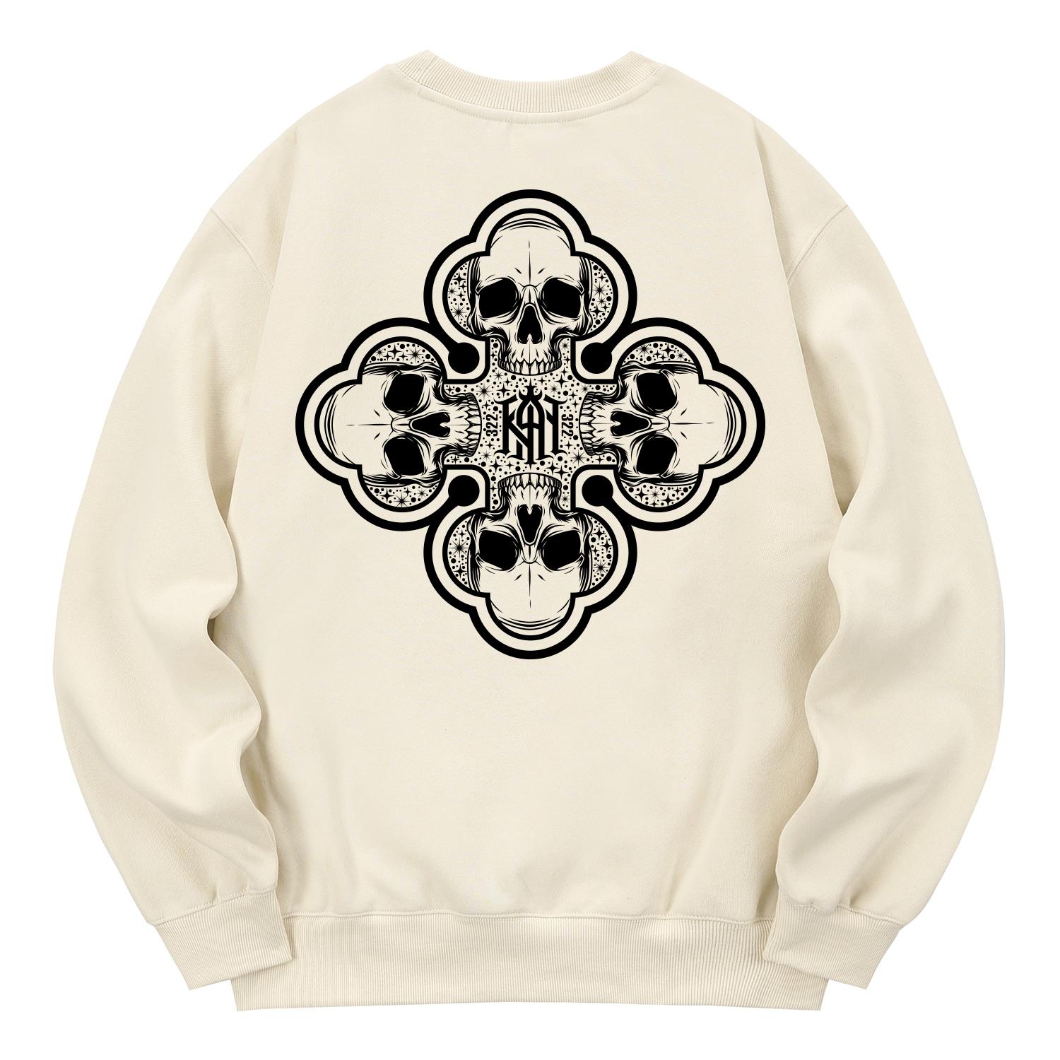 Khan 6312 Kmc0127 Худи Skull Squad 322 с флисовой подкладкой - Кремовый L