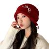 Sweet and Cute Bow Embroidered Knit Hat Autumn and Winter Versatile Warm Hat Outdoor Cold Protection Ear Protection Wool Hat