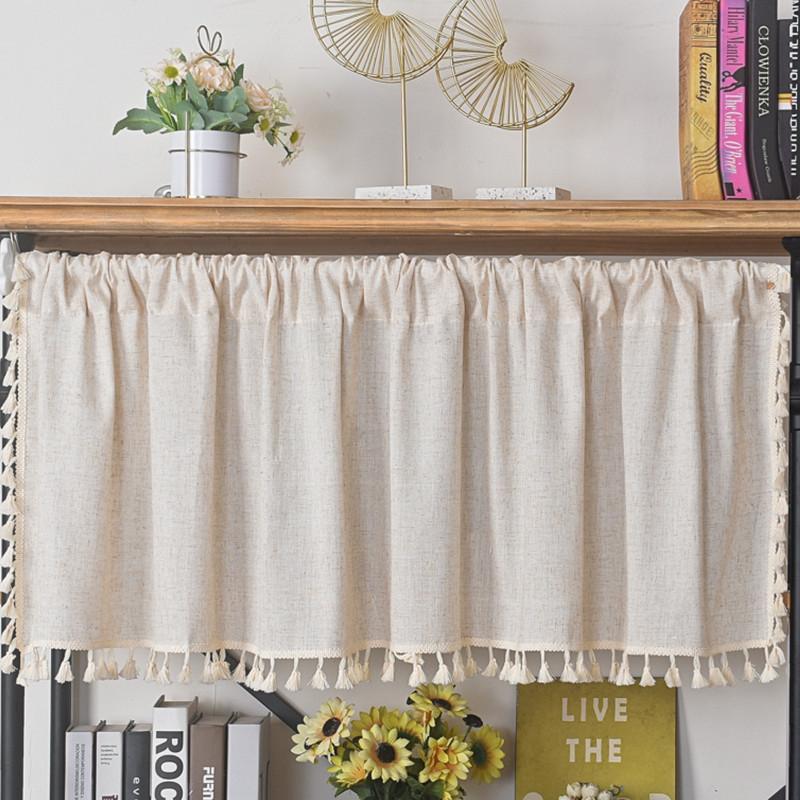 Ruffle Edge Curtains Lace Hem Short Curtain for Kitchen Small Window Drapes Dust Cabinet Door Curtain Coffee Shop Decor