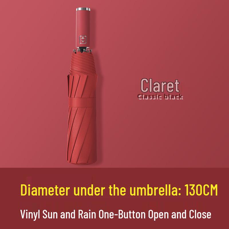 Extra-Large Automatic Black Men's Sunshade & Rain Umbrella - Sturdy, Foldable, Customizable with Thickened Design