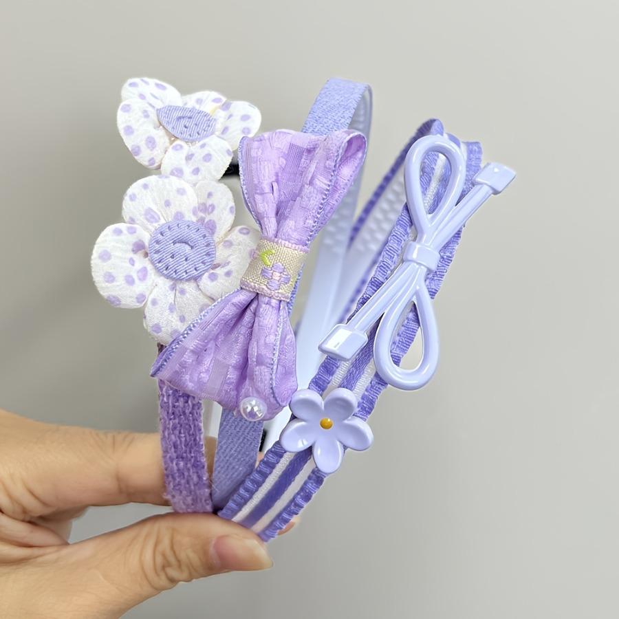 Set of 3 Bow Flower Hairbands for Autumn And Winter, Non-Slip Hair Additions for Princesses with Teeth To Hold Hair In Place