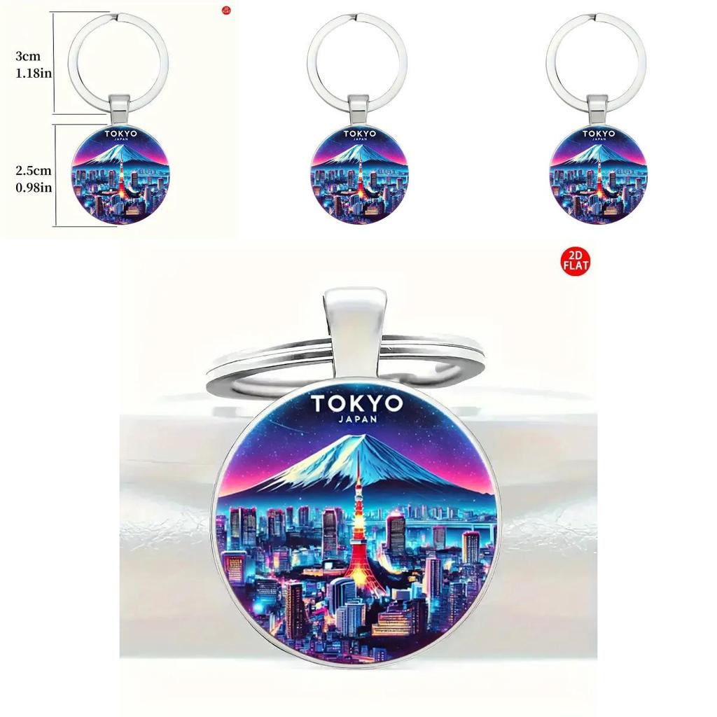 Tokyo Fuji Mountain Keyring With Silver Zinc Alloy For Gift Giving