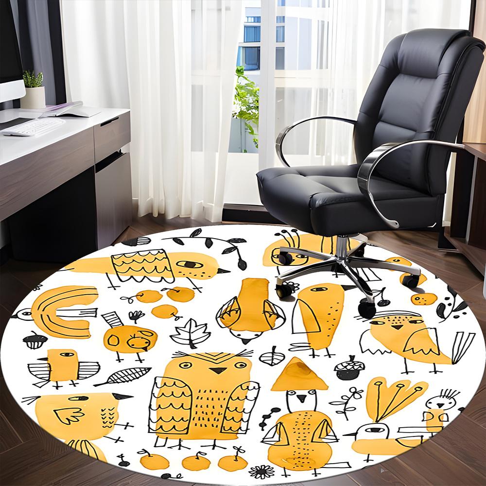 1pc Birds Nature Office Round Area Rug, Indoor Mat Suitable ForOffice, Under Office Chairs Bedroom Living Room Home Decor, Room Deco 037