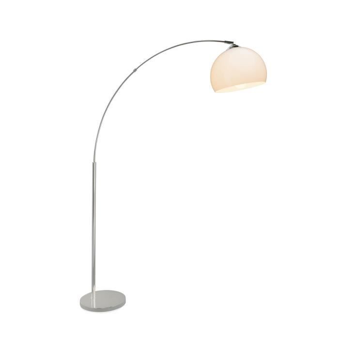 Lampadaire - brilliant - vessa - 166x122x30cm - e27 60w - blanc et chrome - métal et plastique
