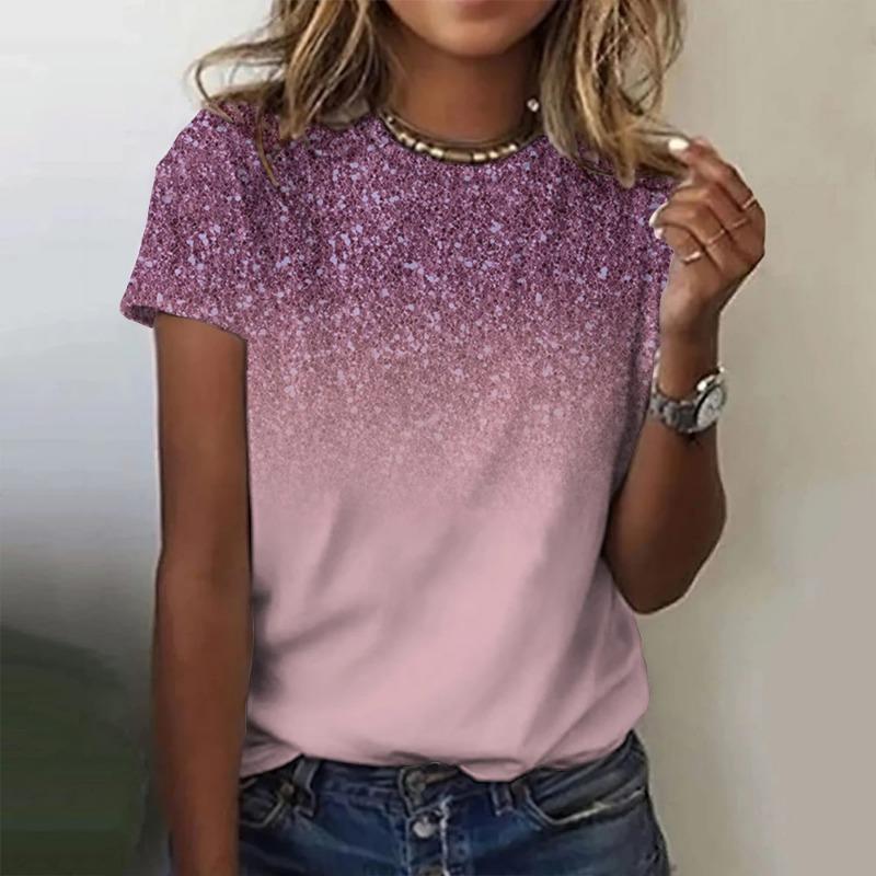 

Летняя женская красочная футболка с модным набивным рисунком, круглым вырезом, коротким рукавом, свободная удобная верхняя одежда, женская футболка 7XL