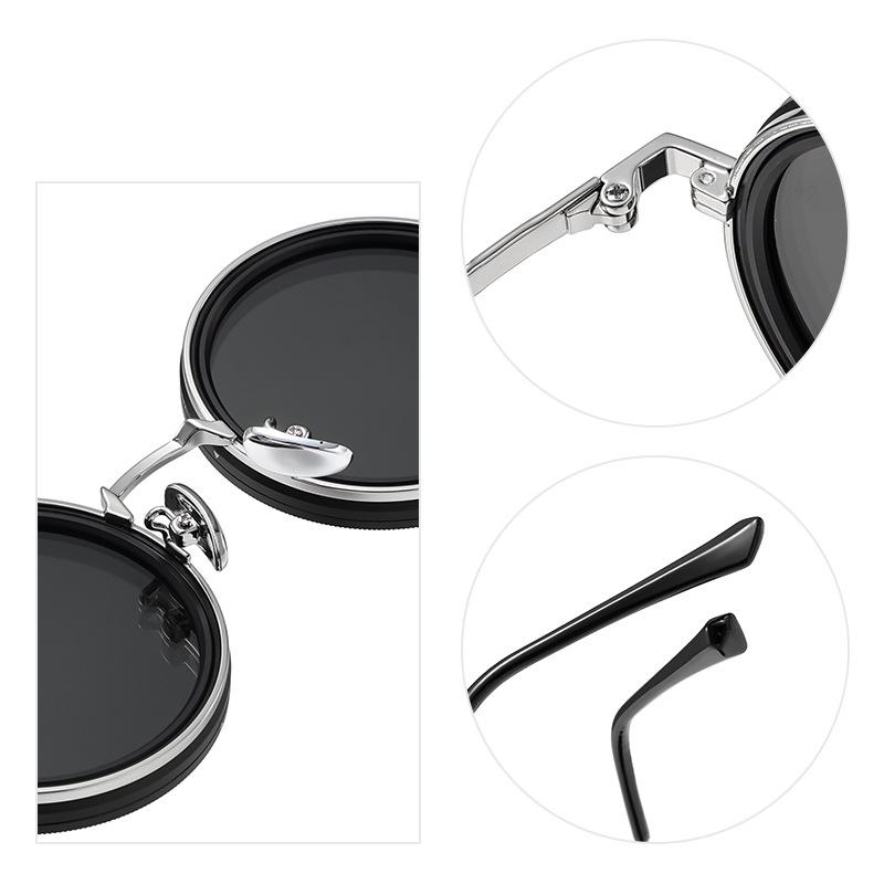 ND Rotating 9-Level Adjustable Polarized Sunglasses, UV400 Protection, Punk Style Round Filter