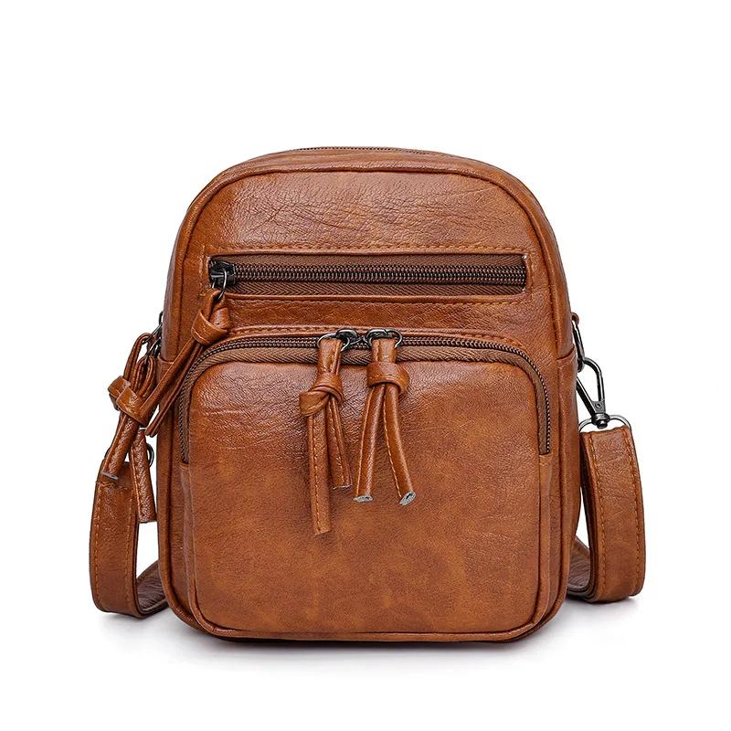 Vintage Designer Shoulder Messenger Bag Casual Handbag Crossbody Bags for Women PU Leather Small Daily Phone Pocket Purse Sac