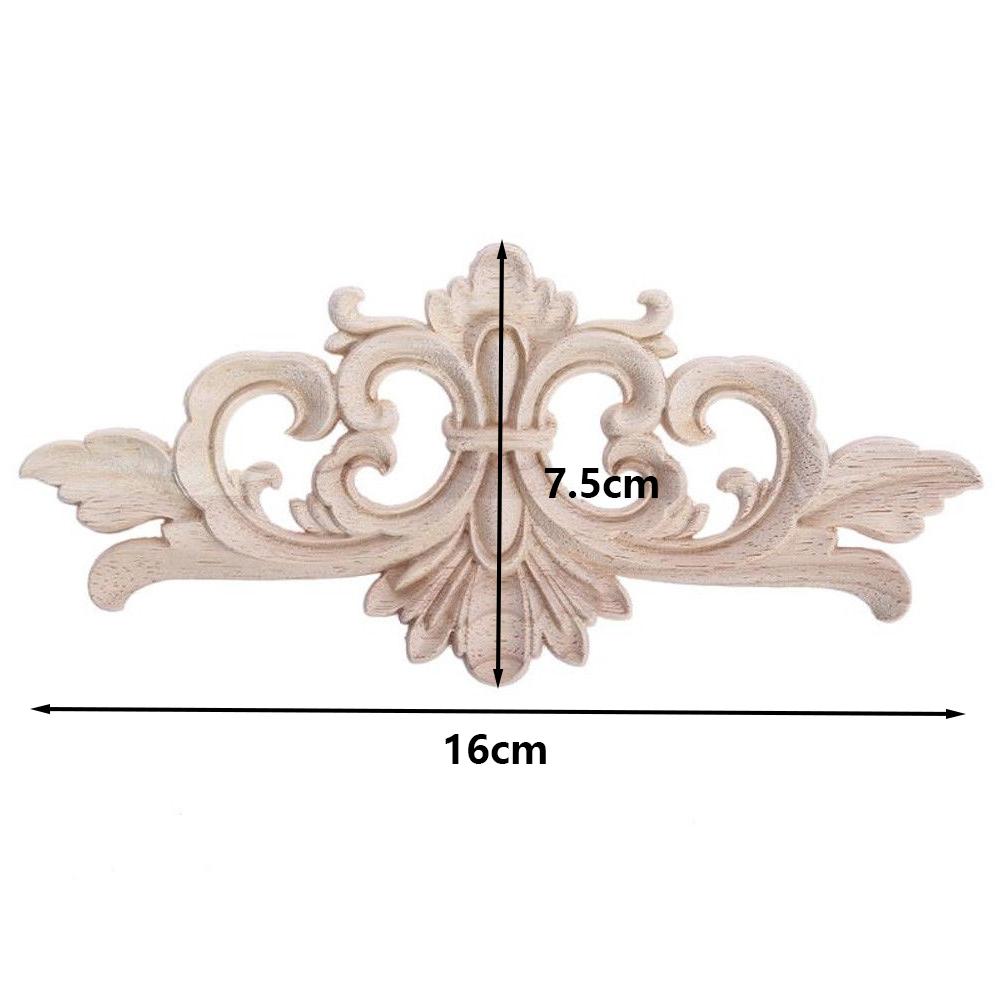 Wood Appliques And Onlays Natural Furniture Wall Door Woodcarving Decorative Long Flower Wooden Figurines Frame