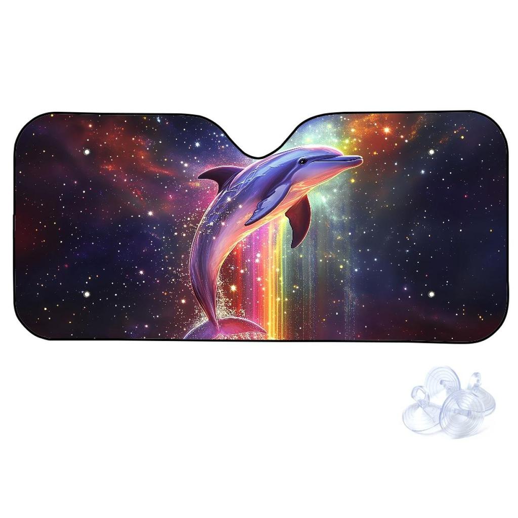 Portable Dolphin Car Windshield Sunshade, No Installation Needed, Summer Automobile UV Protection. Order Individually.