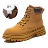 Couple leather rhubarb boots for women's new autumn and winter polished short boots for women's thick-soled Martin boots for women