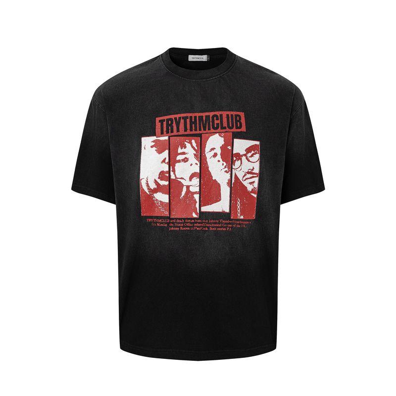 Kisko Design-Inspired American-Style Character Print Loose Round-Neck Short-Sleeve T-Shirt for Men and Women, Cool and Casual Summer Tee, Trendy