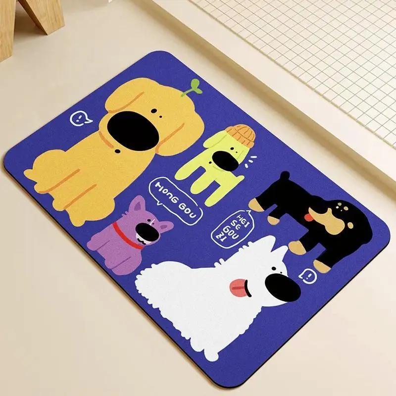 Cartoon cute GOU diatom mud floor mat bathroom absorbent foot mat ins toilet non-slip mat toilet door mat