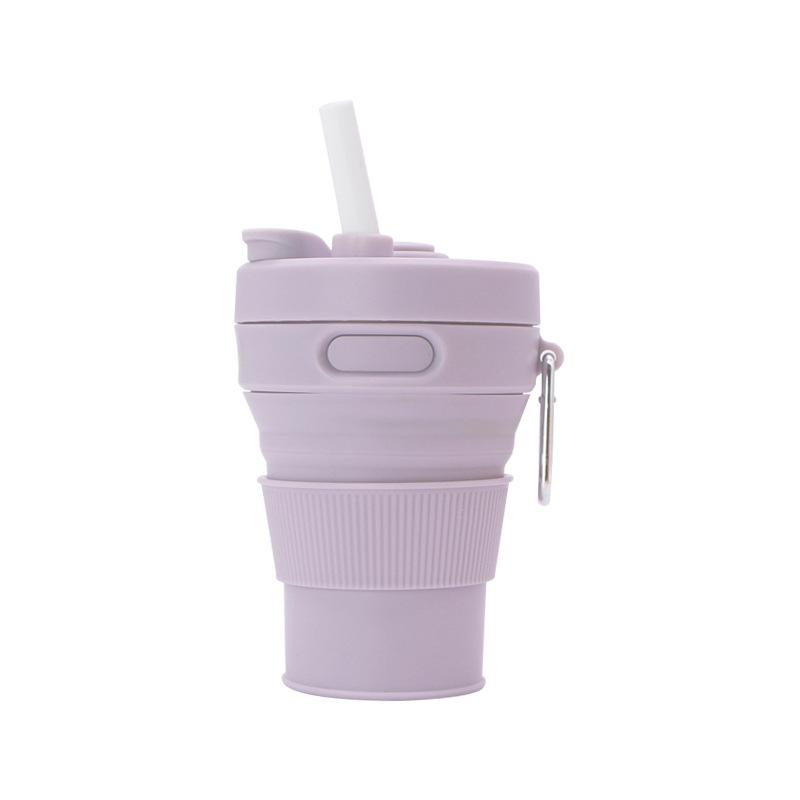 Creative silicone folding cup convenient straw coffee cup retractable silicone cup hot water cup logo
