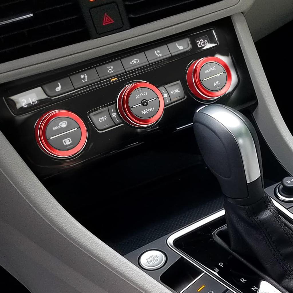 Auovo AC Knob Covers Compatible with Volkswagen VW Accessories Tiguan Taos Jetta Passat Atlas Golf R Beetle Aluminum Alloy Air Conditioning Knob
